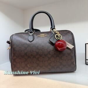 NWT Bundle Coach Resin Apple Bag Charm CY399 & CV959 Large Rowan Satchel Black